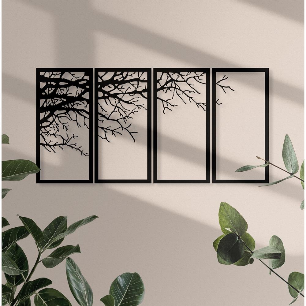Decorazione Murale In Metallo Ramo D'albero 150 X 74 Cm, 4 Pannelli Ramo D'albero Arte Murale, Decorazione Minimalista - Foto 1