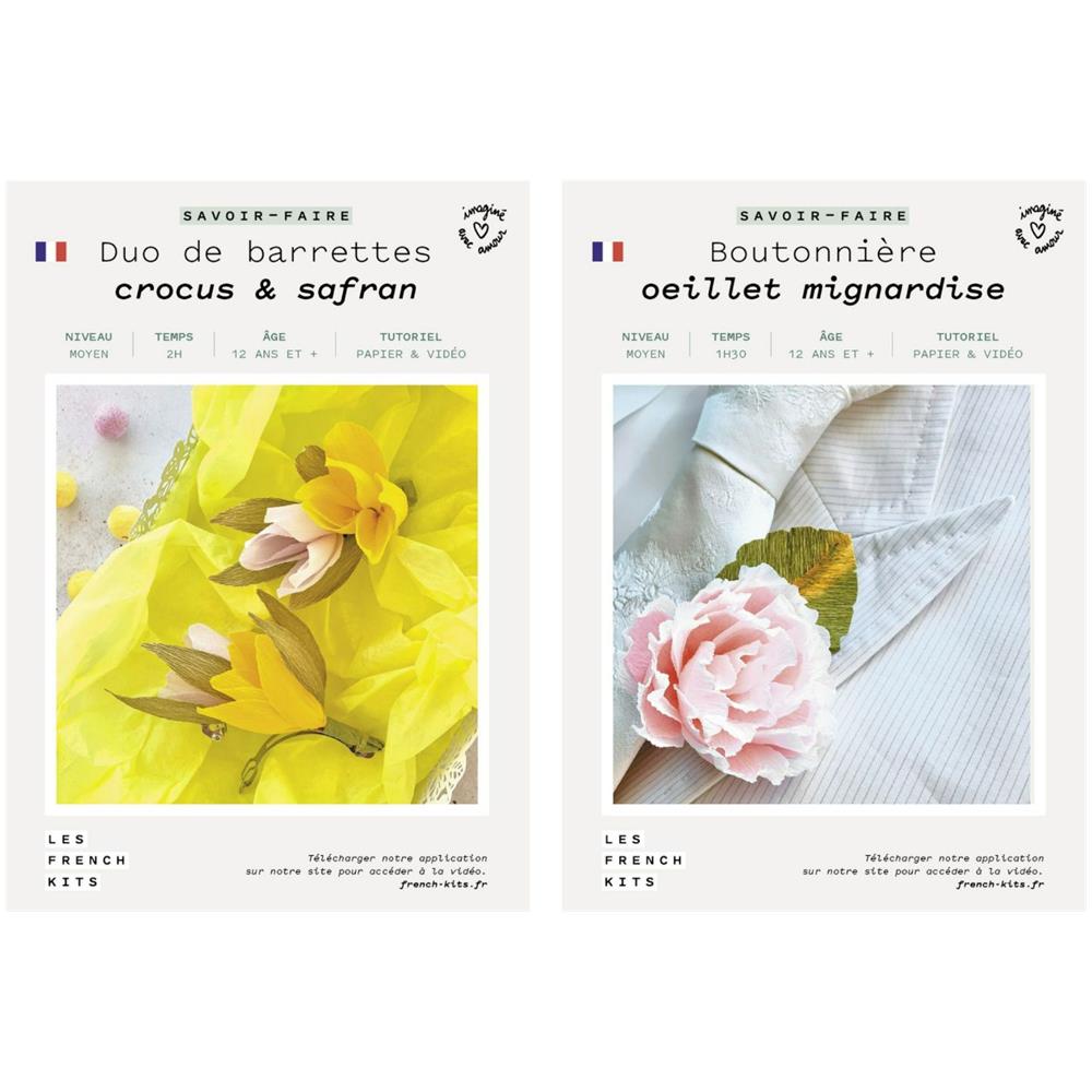 Scatola Di Carta Fai-da-te - Matrimonio - 2 Fermagli Per Capelli Floreali + 1 Asola - Foto 1