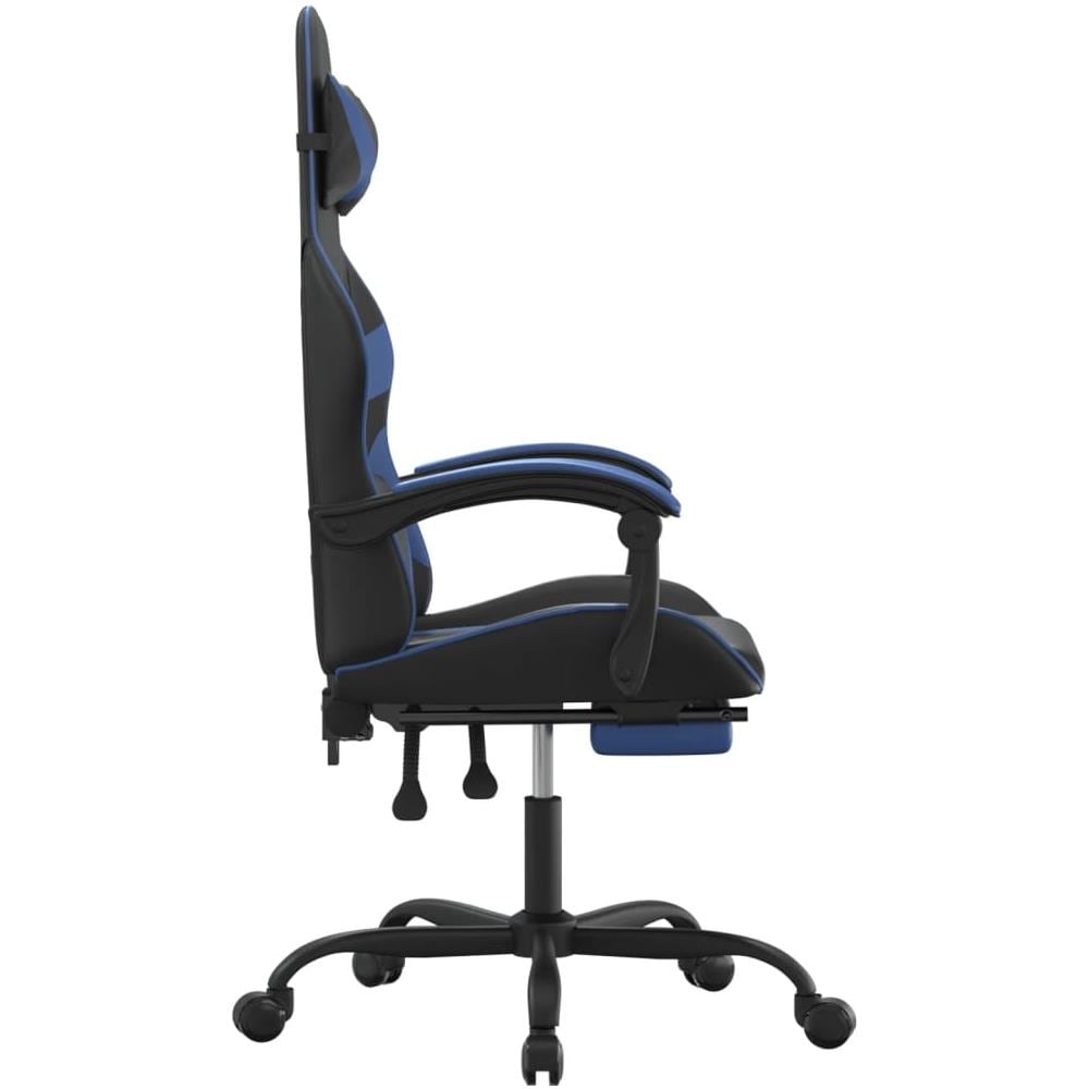 Sedia Da Gaming Con Poggiapiedi Nero E Blu In Similpelle - Foto 10