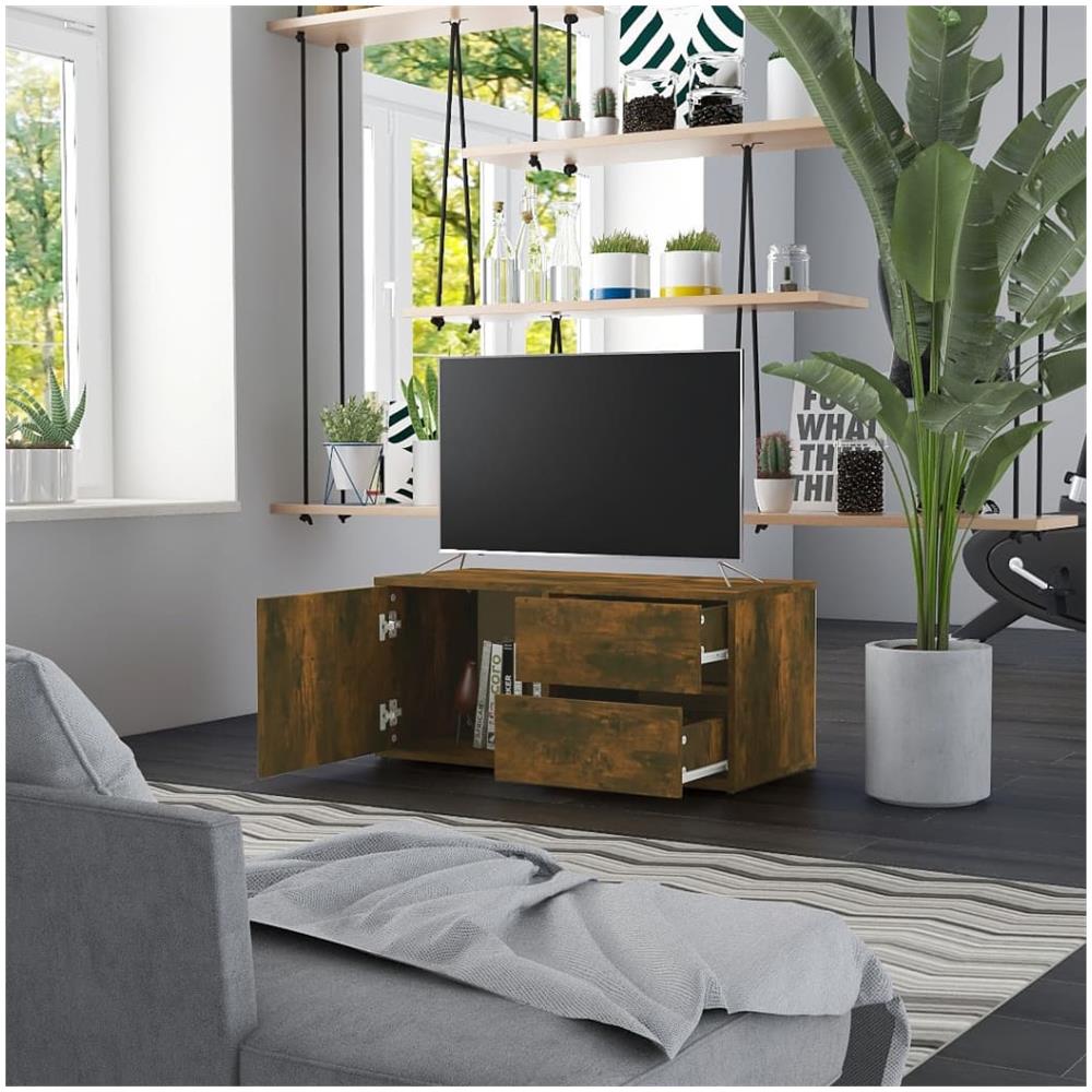 Mobile Porta Tv Rovere Fumo 80x34x36 Cm In Legno Multistrato - Foto 9