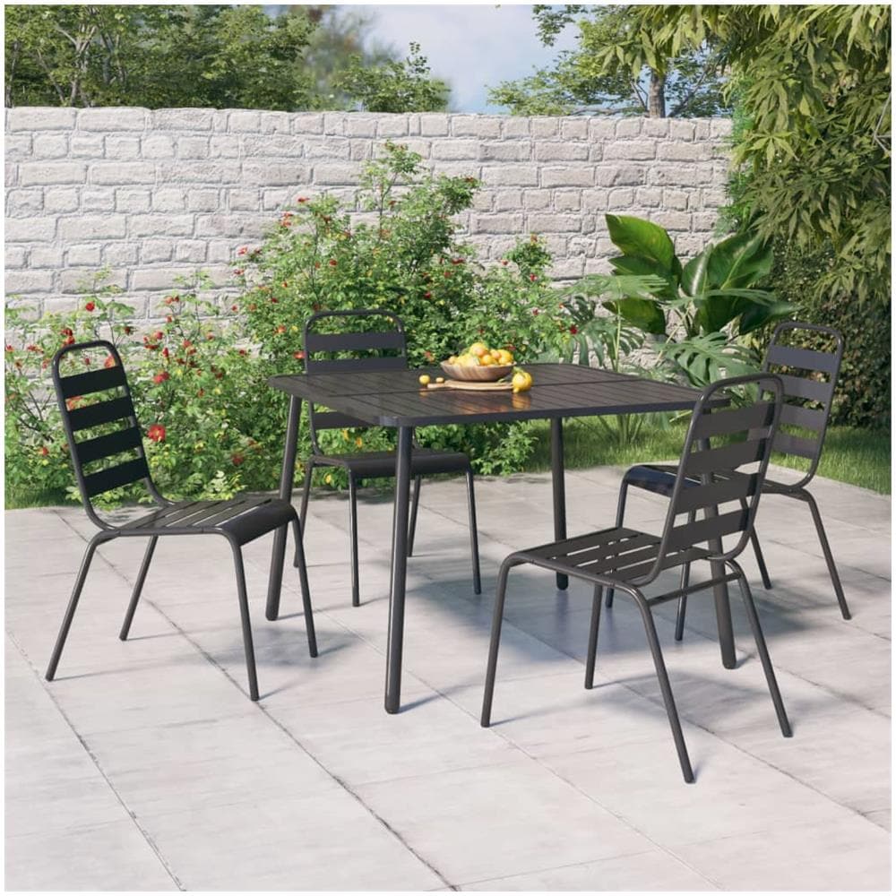 Set Da Pranzo Da Giardino 5 Pz In Acciaio Antracite - Foto 1