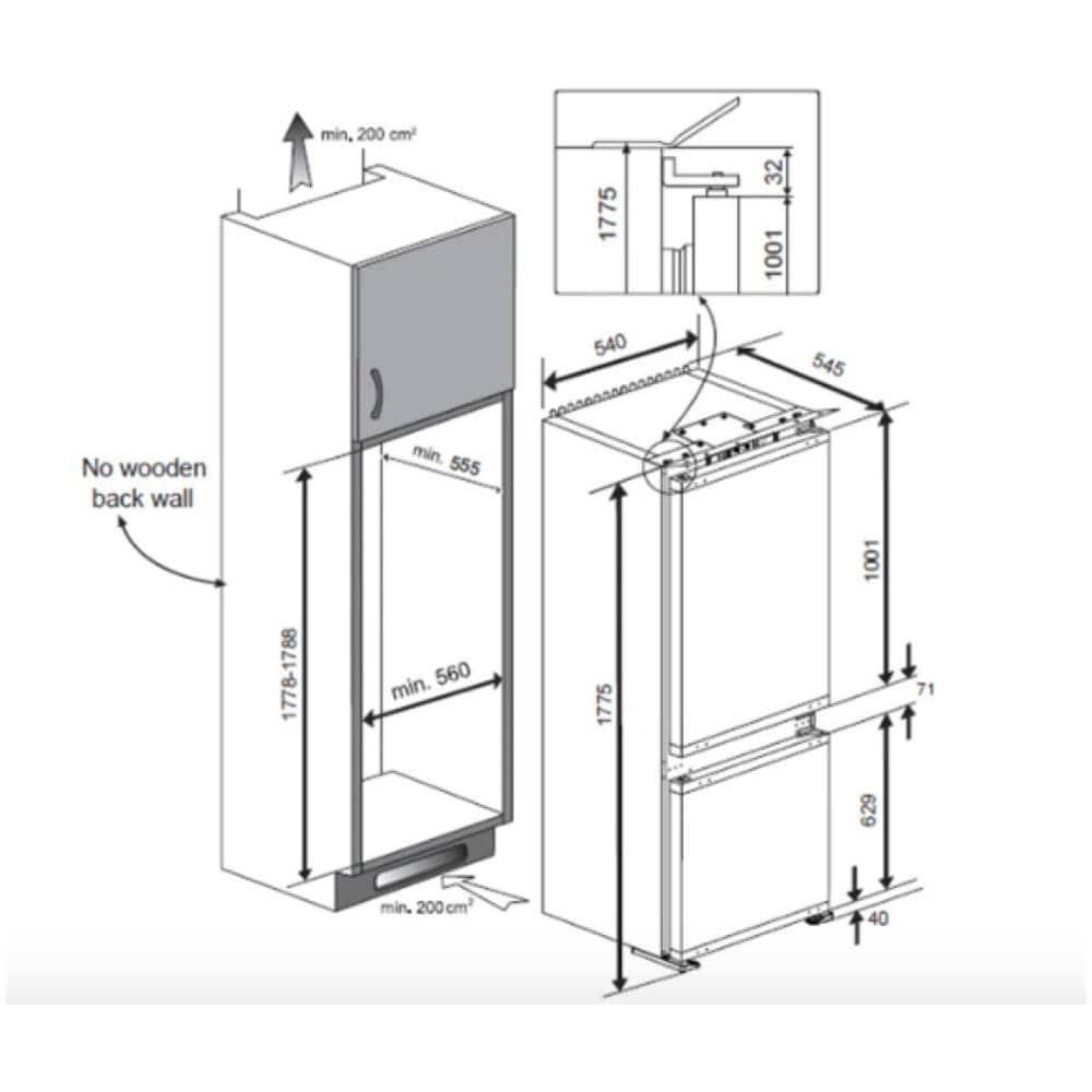Frigorifero Combinato da Incasso BCHA275E4SN Control Classe E Capacità Netta 262 Litri - Foto 4