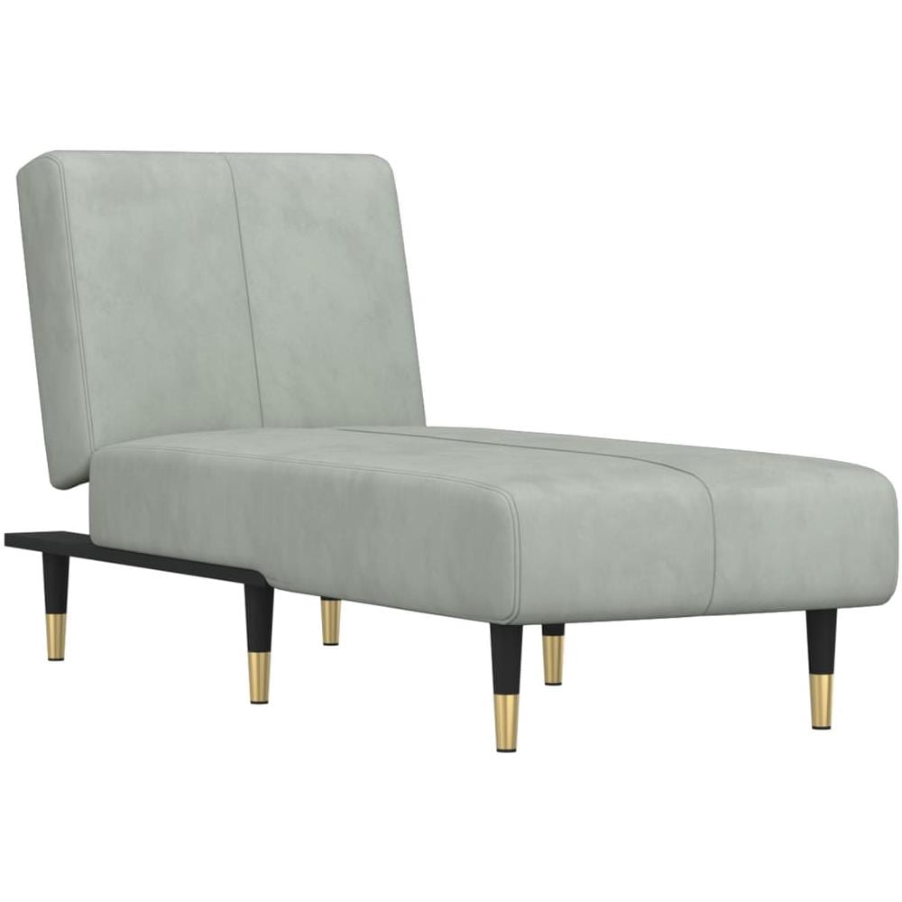 Chaise Longue In Velluto Grigio Chiaro - Foto 2