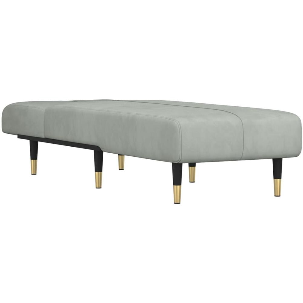 Chaise Longue In Velluto Grigio Chiaro - Foto 3