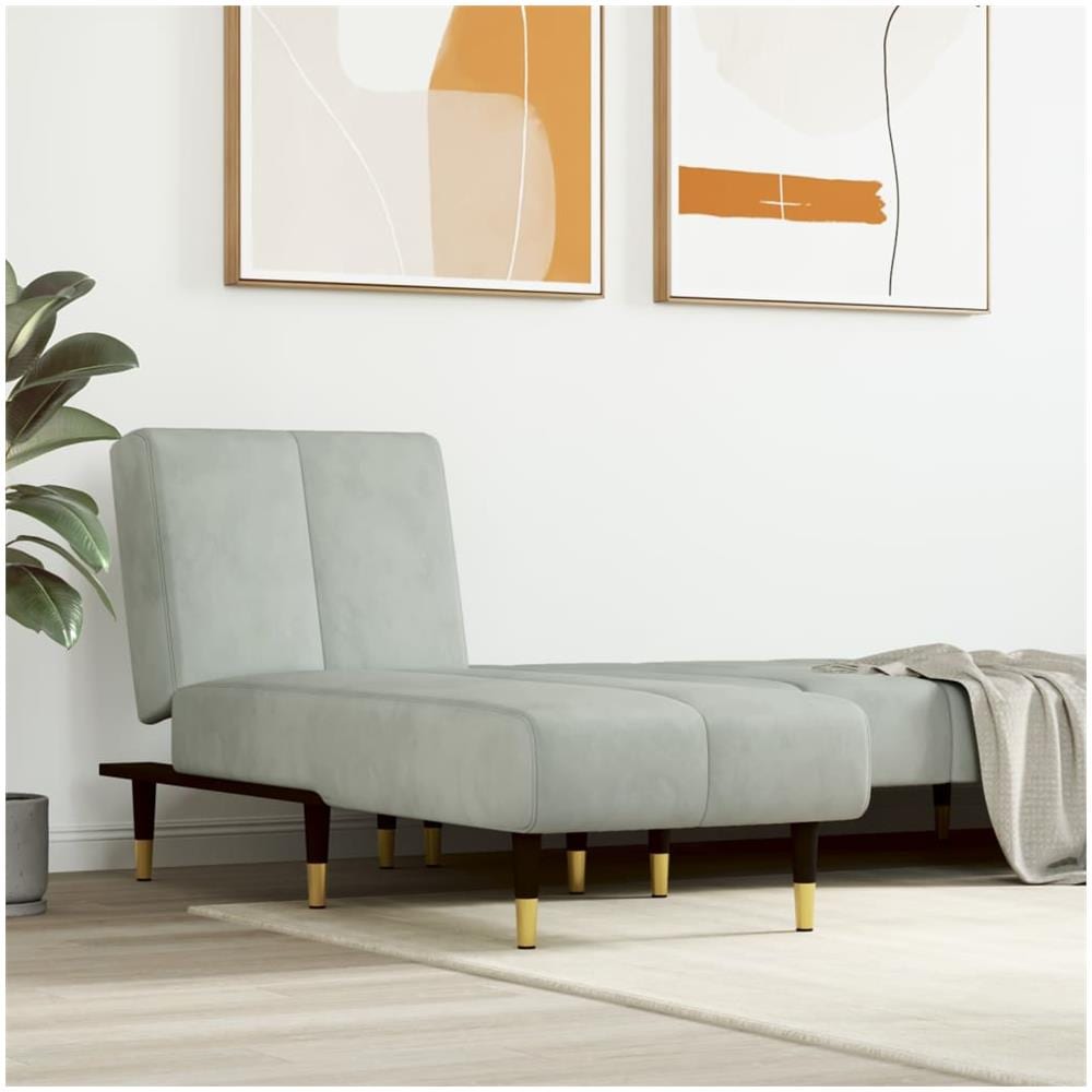 Chaise Longue In Velluto Grigio Chiaro - Foto 1