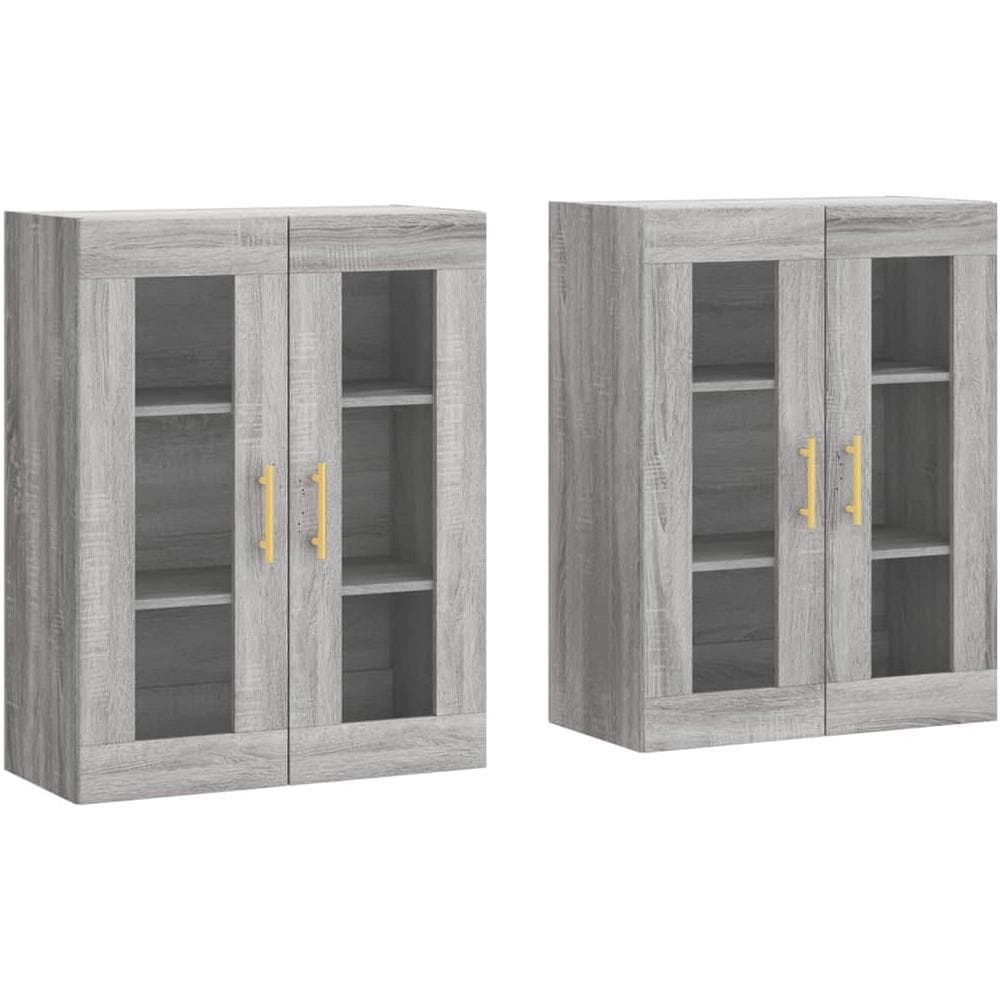 Armadietti A Parete 2 Pz Grigio Sonoma In Legno Multistrato - Foto 1
