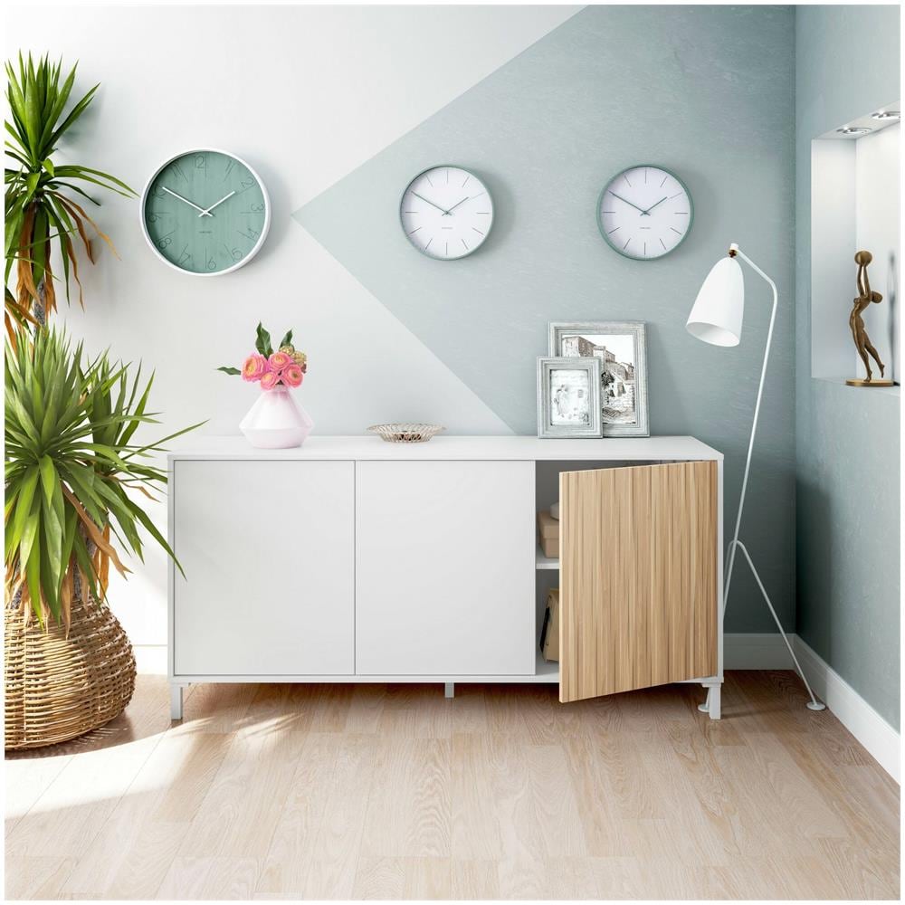 Credenza Woburn, Buffet Da Soggiorno A 3 Ante, Madia Moderna Da Salotto, 154x40h74 Cm, Bianco - Foto 1