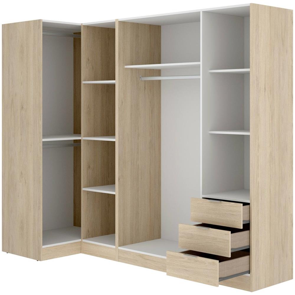 Guardaroba Succiso, Mobile Angolare Per Camera Da Letto, Armadio Appendiabiti Ad Angolo A 5 Ante Battenti, 214x91h184 Cm, Rovere - Foto 4