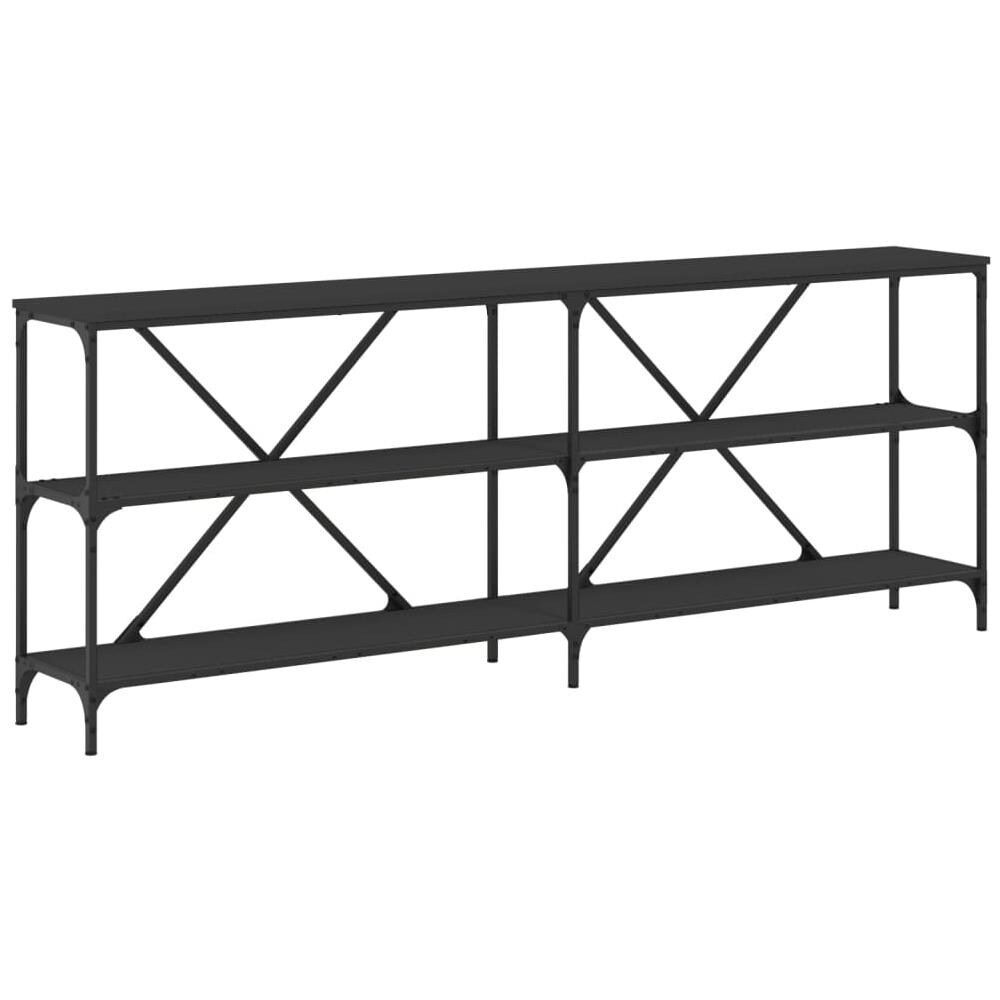 Tavolino Consolle Nero 200x30x75 Cm Legno Multistrato E Ferro - Foto 2