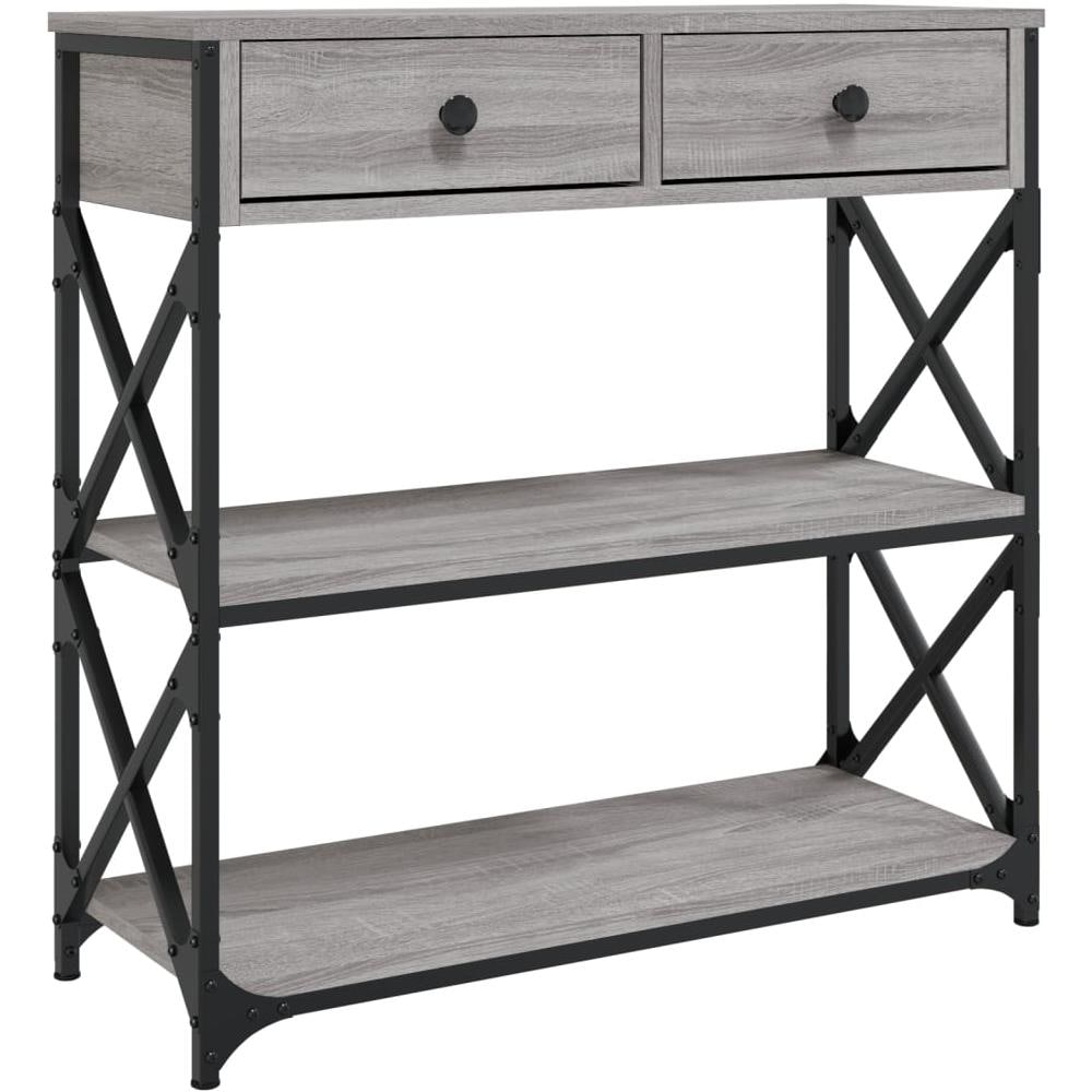 Tavolino Consolle Grigio Sonoma 75x28x75 Cm Legno Multistrato - Foto 2