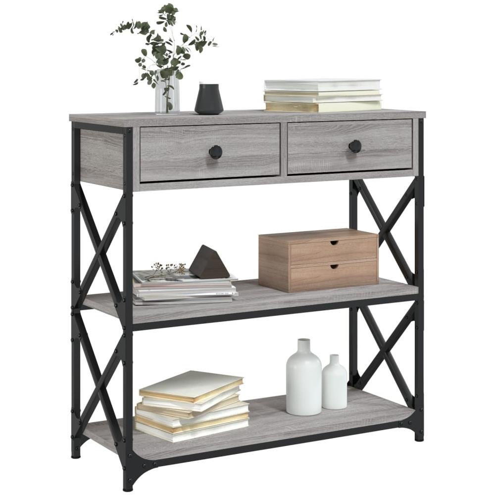 Tavolino Consolle Grigio Sonoma 75x28x75 Cm Legno Multistrato - Foto 3