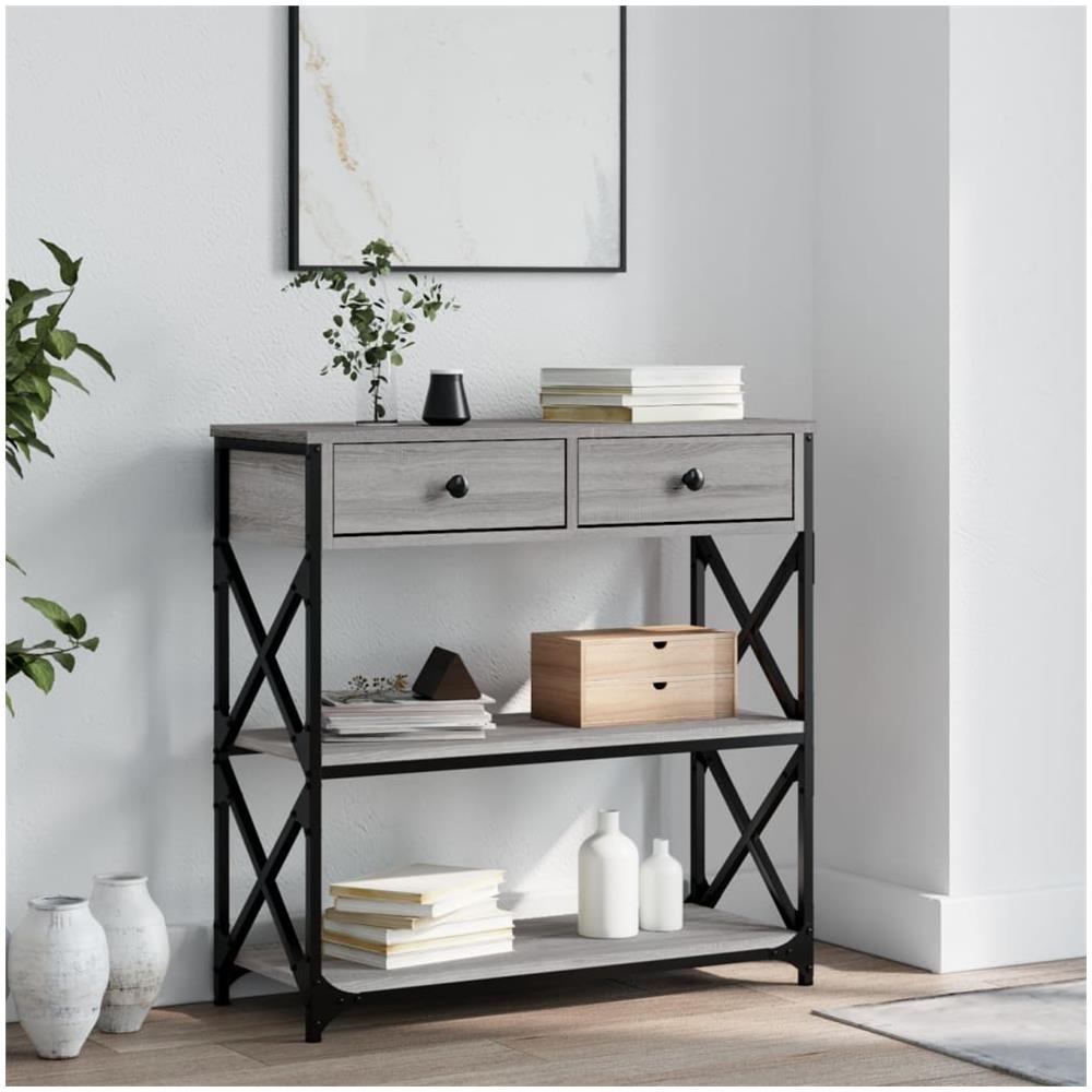 Tavolino Consolle Grigio Sonoma 75x28x75 Cm Legno Multistrato - Foto 1