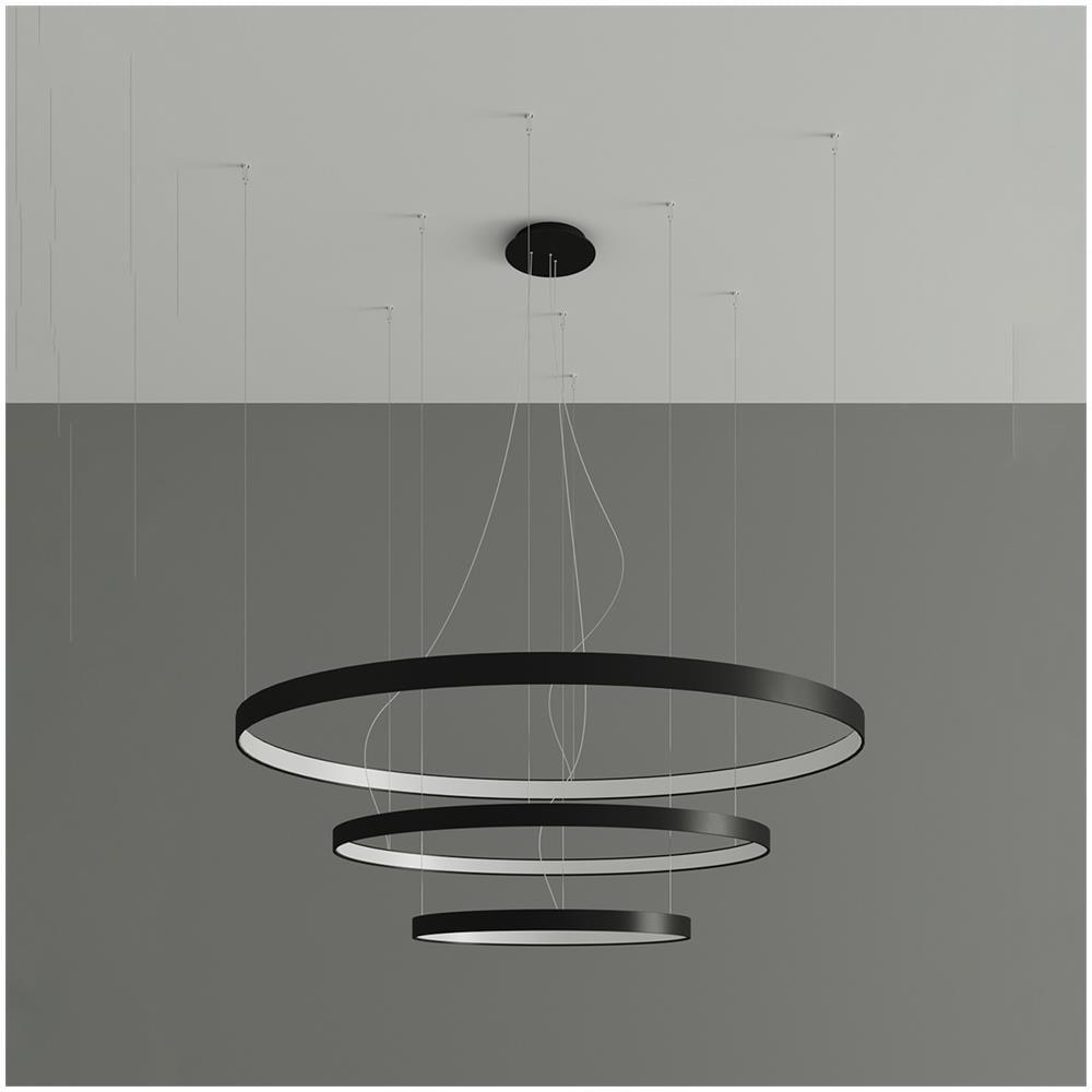 Sollux Lighting Lampadario Rio 3 55/78/110 Nero Led 4000k Th. 177 - Moderno Lampadario Nero 150x110x110 Cm - Foto 2