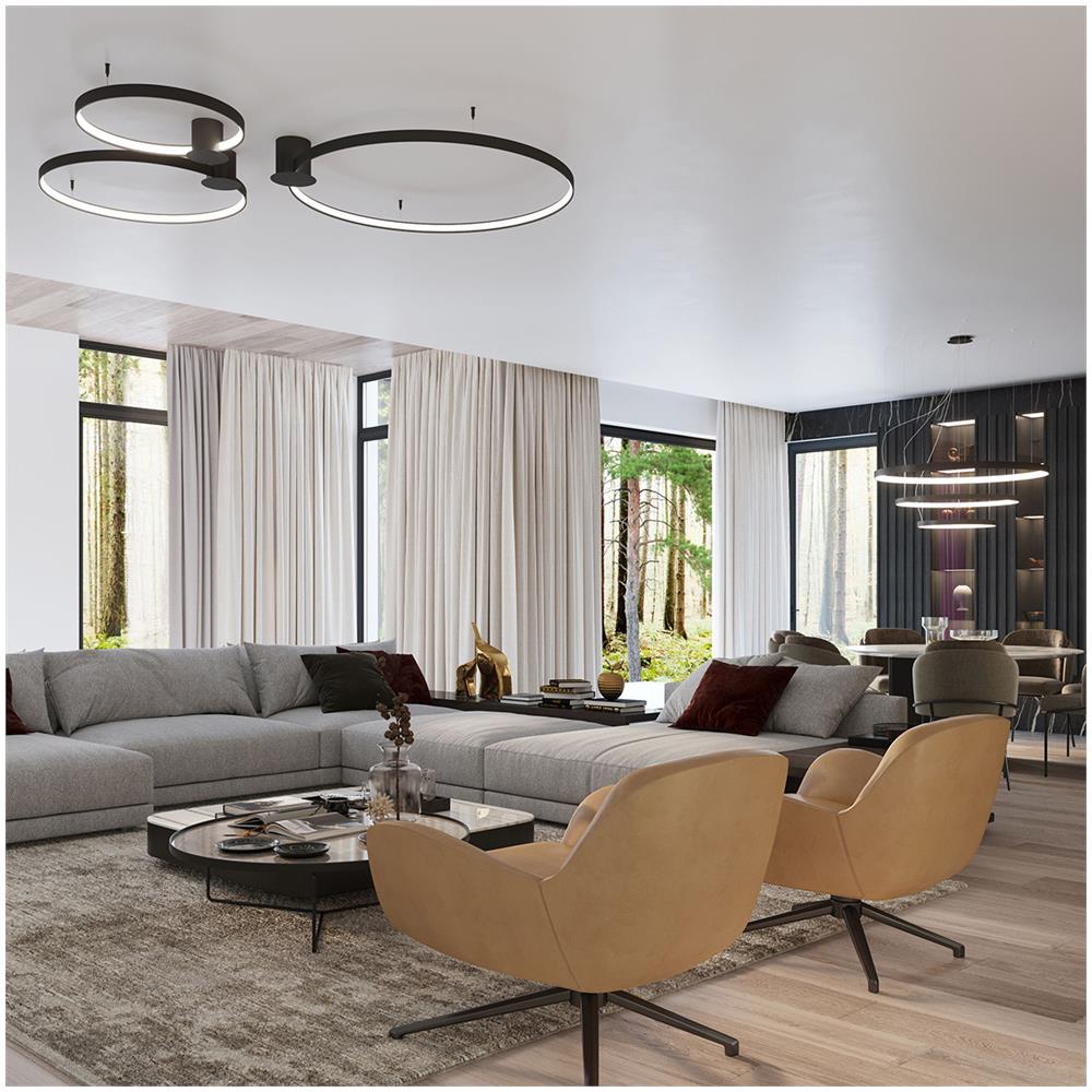 Sollux Lighting Lampadario Rio 3 55/78/110 Nero Led 4000k Th. 177 - Moderno Lampadario Nero 150x110x110 Cm - Foto 1
