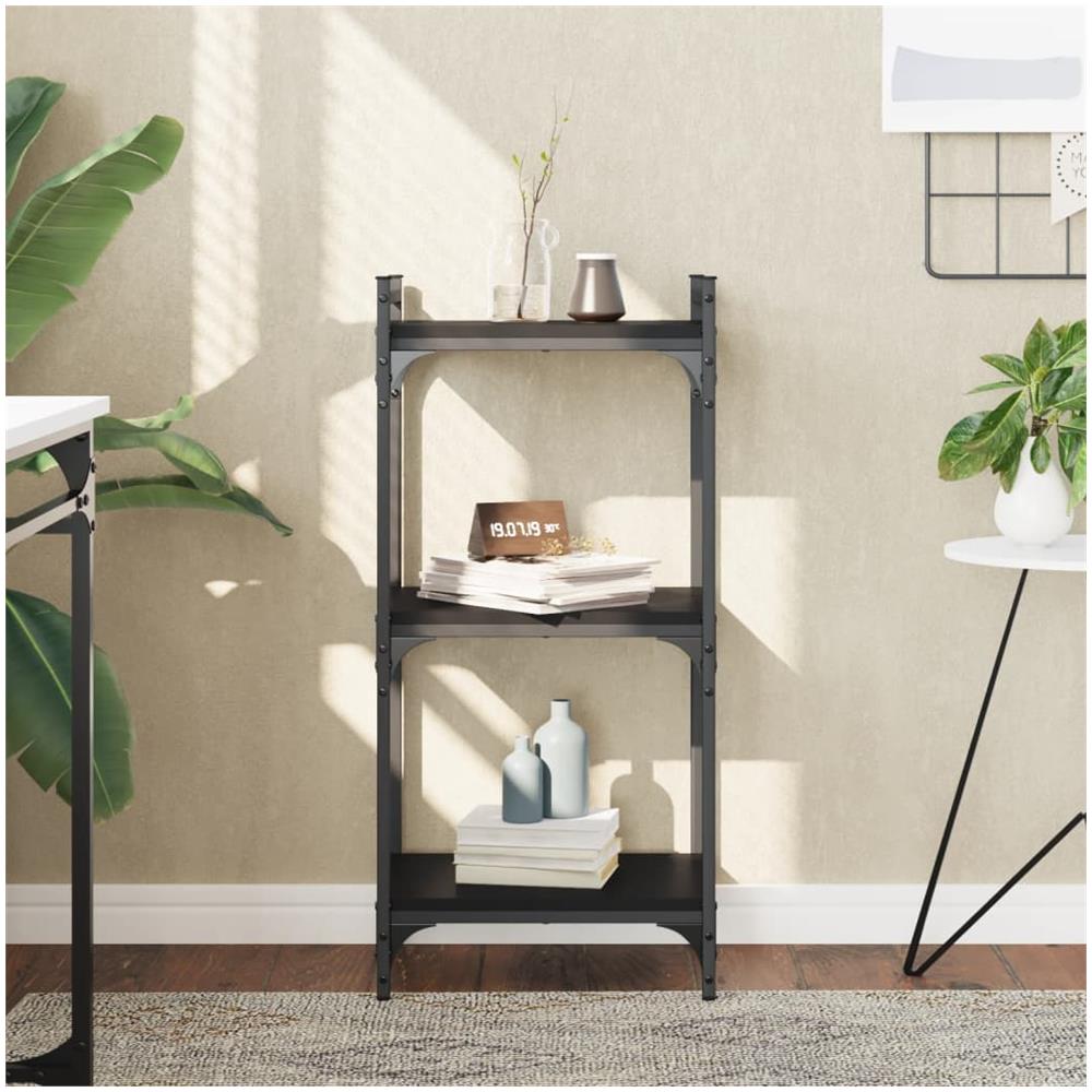 Libreria A 3 Ripiani Nera 40x30x86 Cm In Legno Multistrato - Foto 1