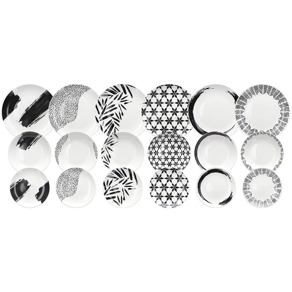 MC070185974 servizio da tavola 18 pz Porcellana Nero, Bianco - Foto 1