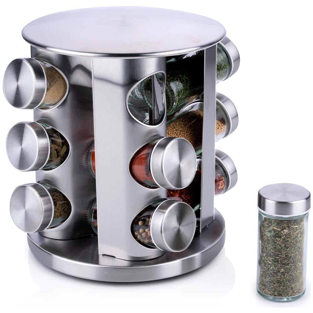 Portaspezie Girevole con 12 Barattoli in Acciaio Inossidabile Girevole 360? - Foto 1