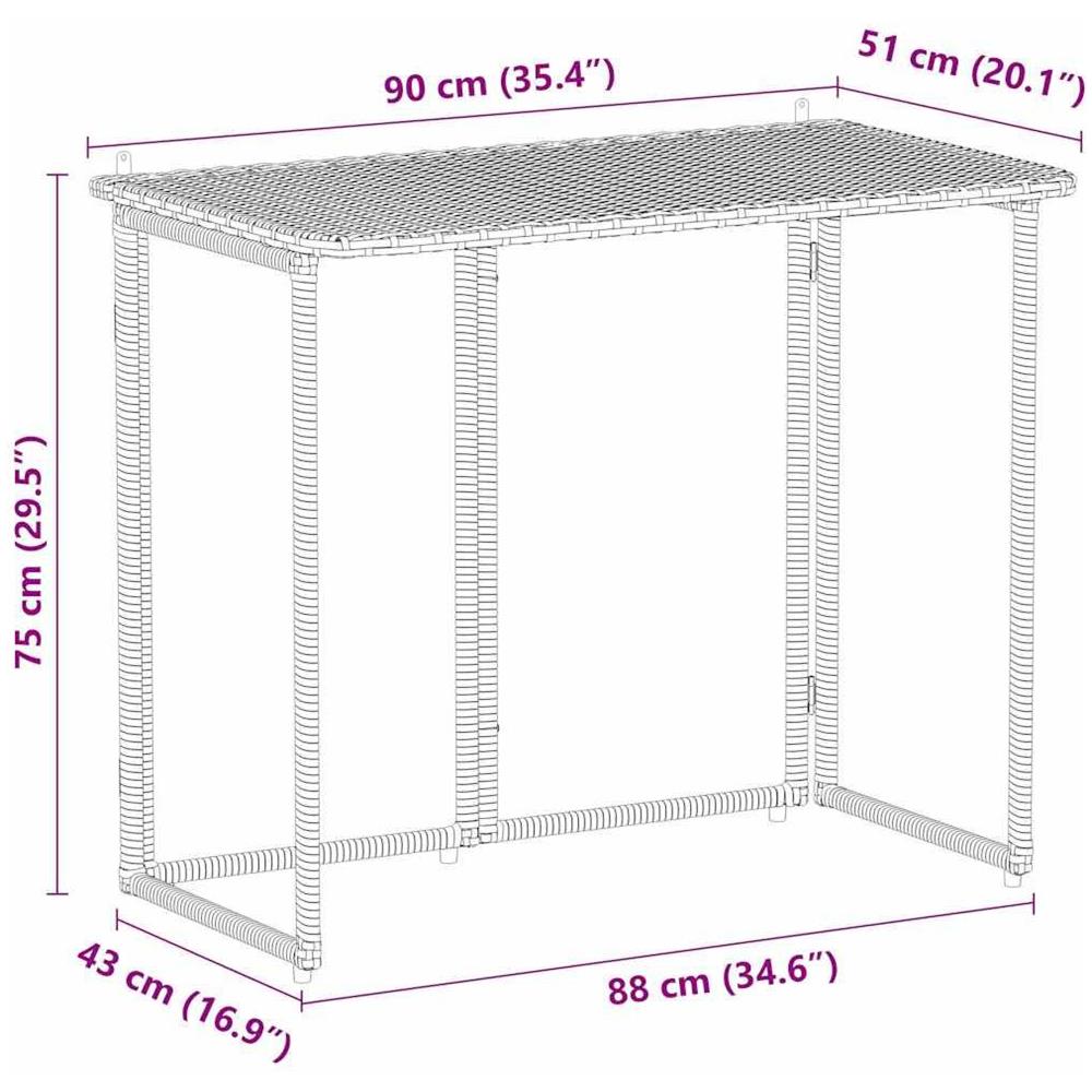 Tavolo da Giardino Pieghevole Grigio 90x51x75 cm in Polyrattan - Foto 10