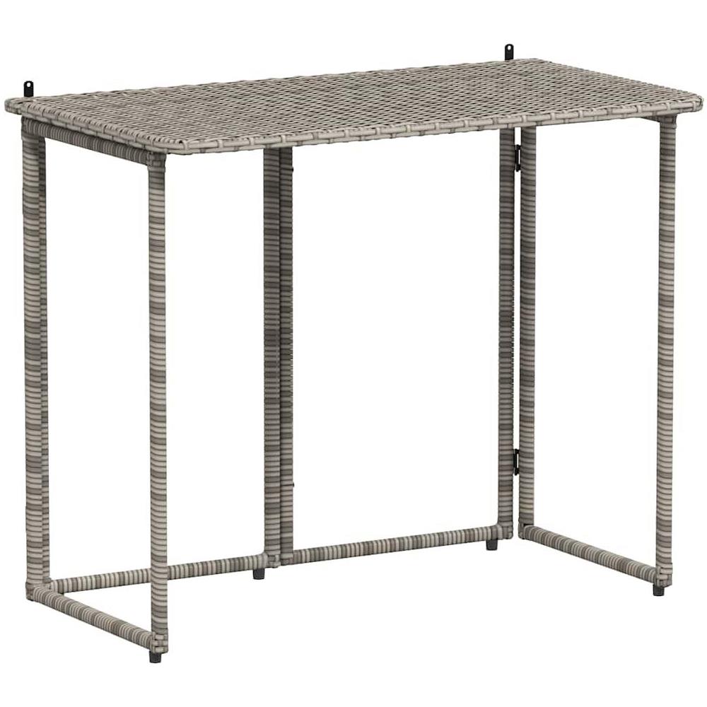 Tavolo da Giardino Pieghevole Grigio 90x51x75 cm in Polyrattan - Foto 1