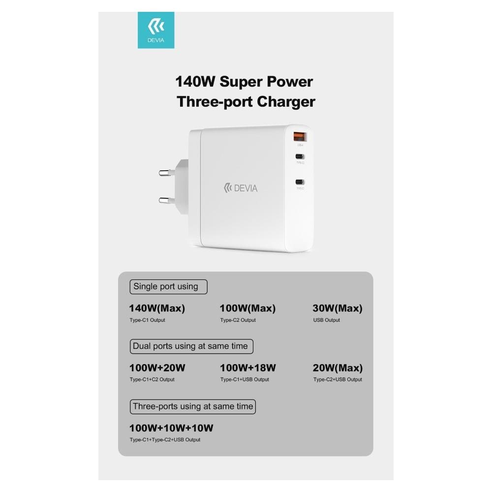 Carica batterie PD da 140 Watt GaN 2 uscite Tipo-C ed una Usb A - Foto 2