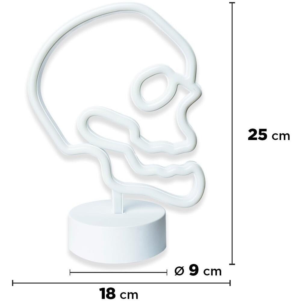 Teschio con supporto e luce al neon 18x25 cm - Foto 3