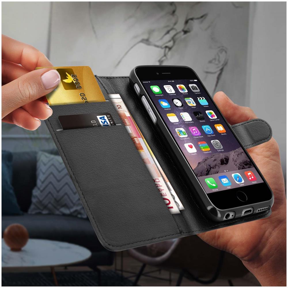 Custodia Portafoglio Stand Case Per Apple Iphone 6 E 6s - Nera - Foto 15