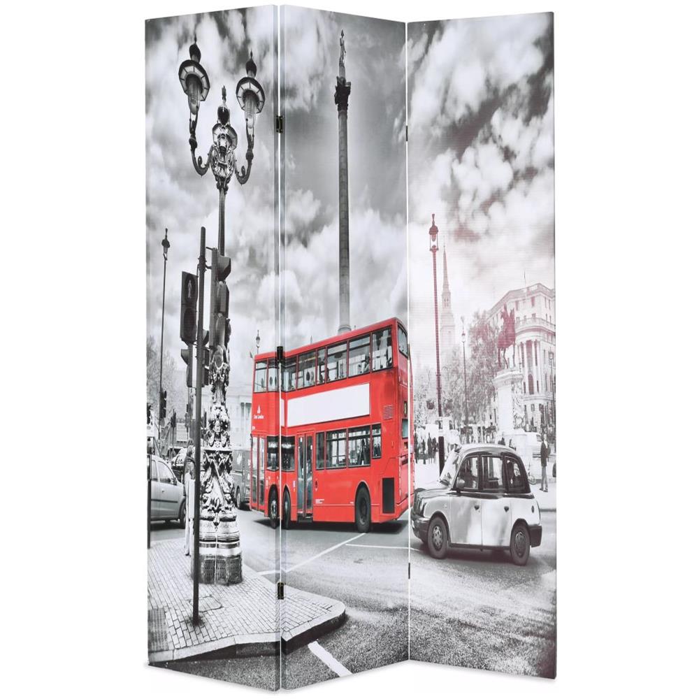 Paravento Pieghevole 120x170 cm Stampa Bus Londra Bianco e Nero - Foto 1