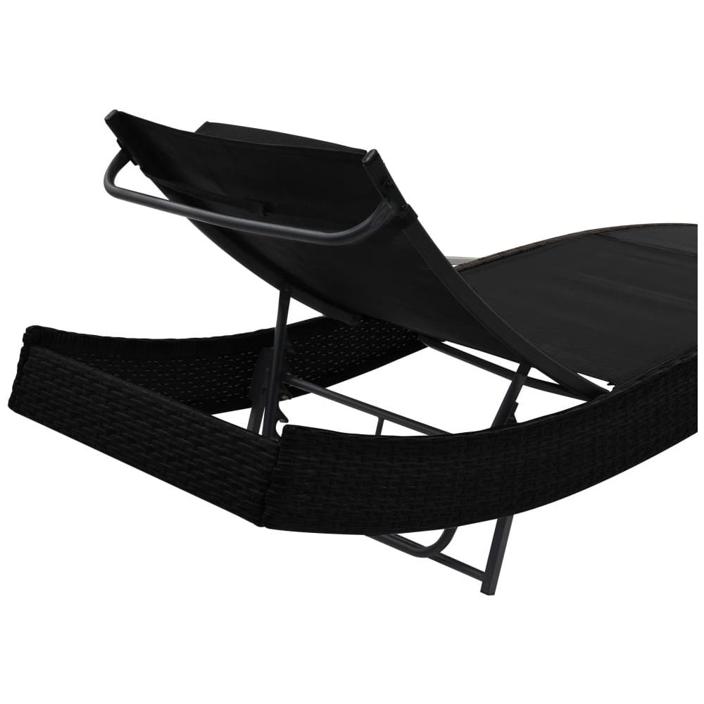 Lettini Prendisole 2 Pz E Tavolo In Polyrattan E Textilene Nero - Foto 7