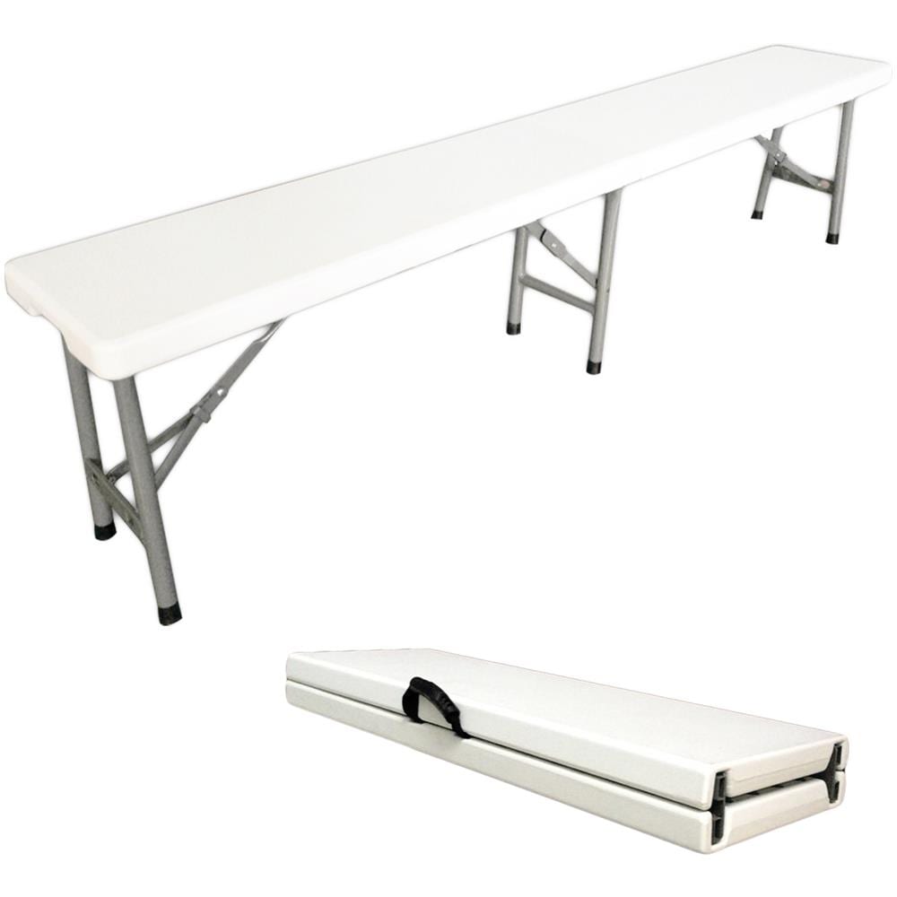 Panca In Plastica Resistente Panca Portatile Pieghevole 183 X 43 X 30 Cm Bianco Pacco Da 2 Pieghevole A Met? ? Capacit? ? Di Seduta: 2 A 4 Persone Per Banco - Foto 3