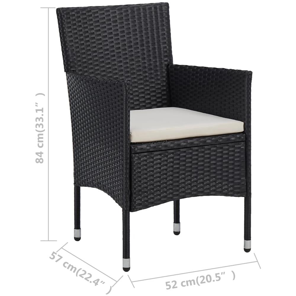Set Sedie Da Pranzo Per Giardino 2 Pz In Polirattan Nero - Foto 15