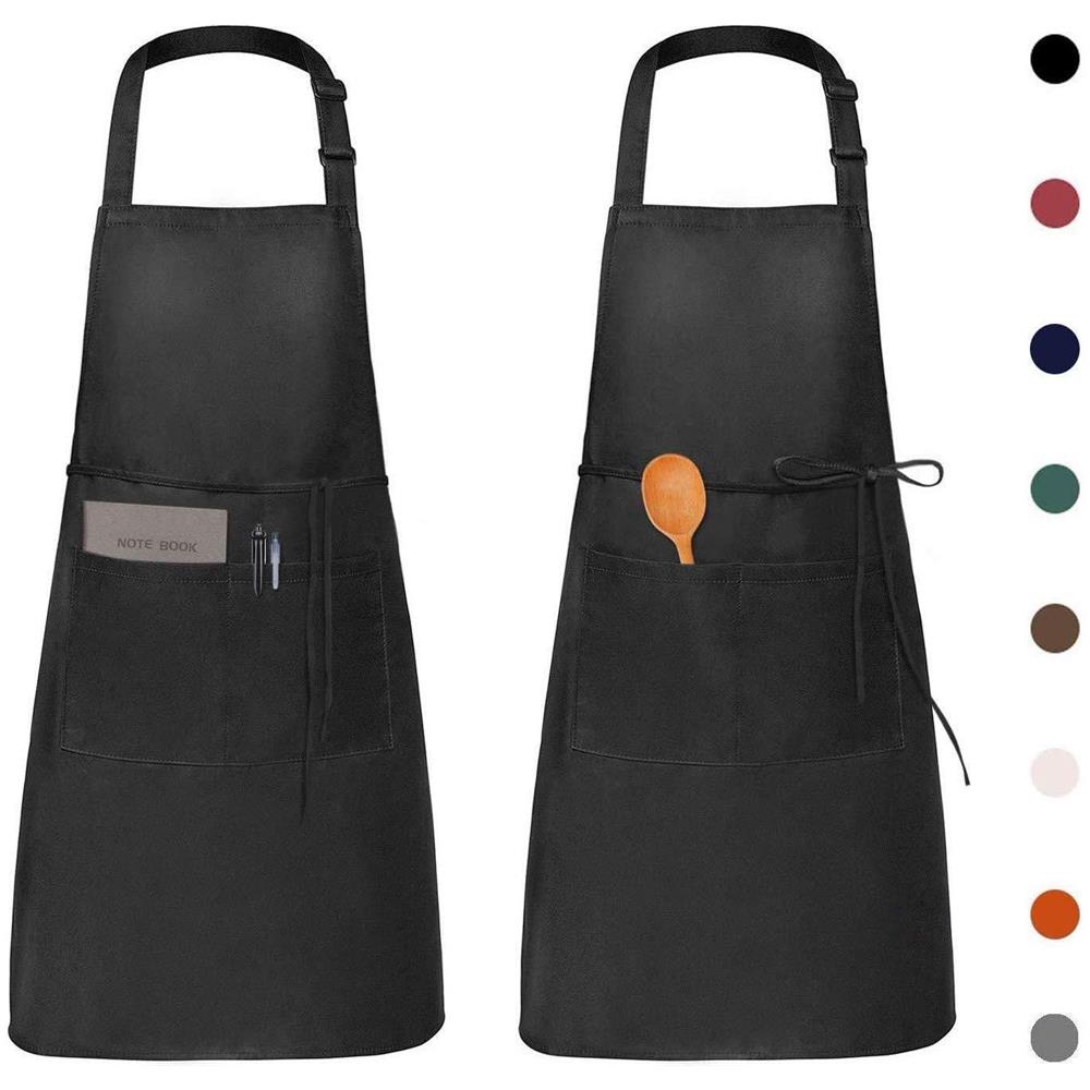 2 Confezioni Grembiule Da Cucina Impermeabile Regolabile Chef Grembiule Con Tasche Per La Casa Ristorante Artigianato Giardino Barbecue Scuola Coffee House Grembiule Per Donne Degli Uomini (rosa)  - Foto 1