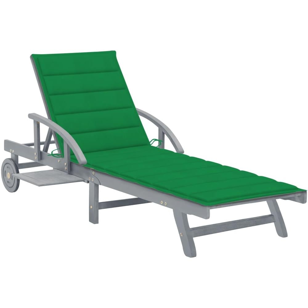 Lettino Prendisole Da Giardino Con Cuscino Massello Di Acacia - Foto 1