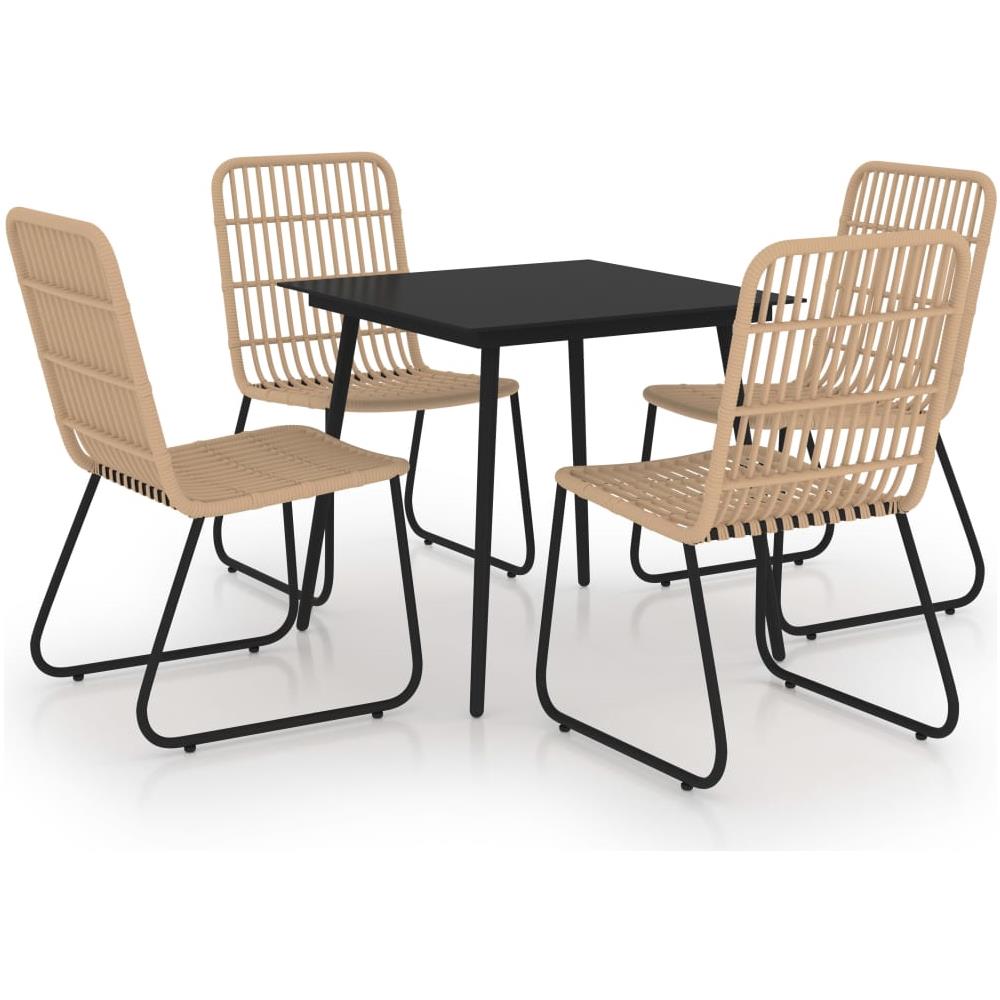 Set Da Pranzo Da Giardino 5 Pz In Polyrattan E Vetro - Foto 1