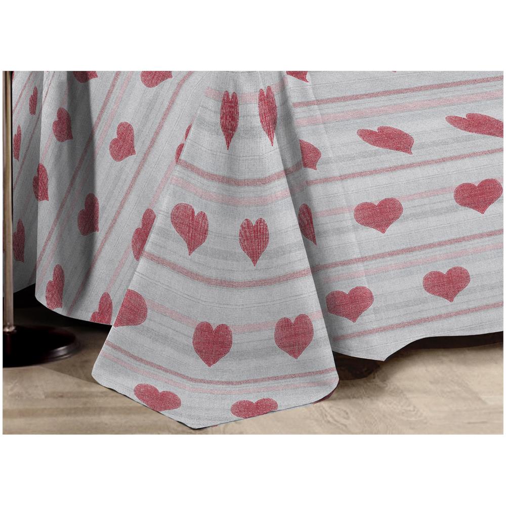 Telo Arredo Multiuso Linea Pensieri Delicati In 100% Cotone Dis Cuori 6979 Matrimoniale Rosso - Foto 2