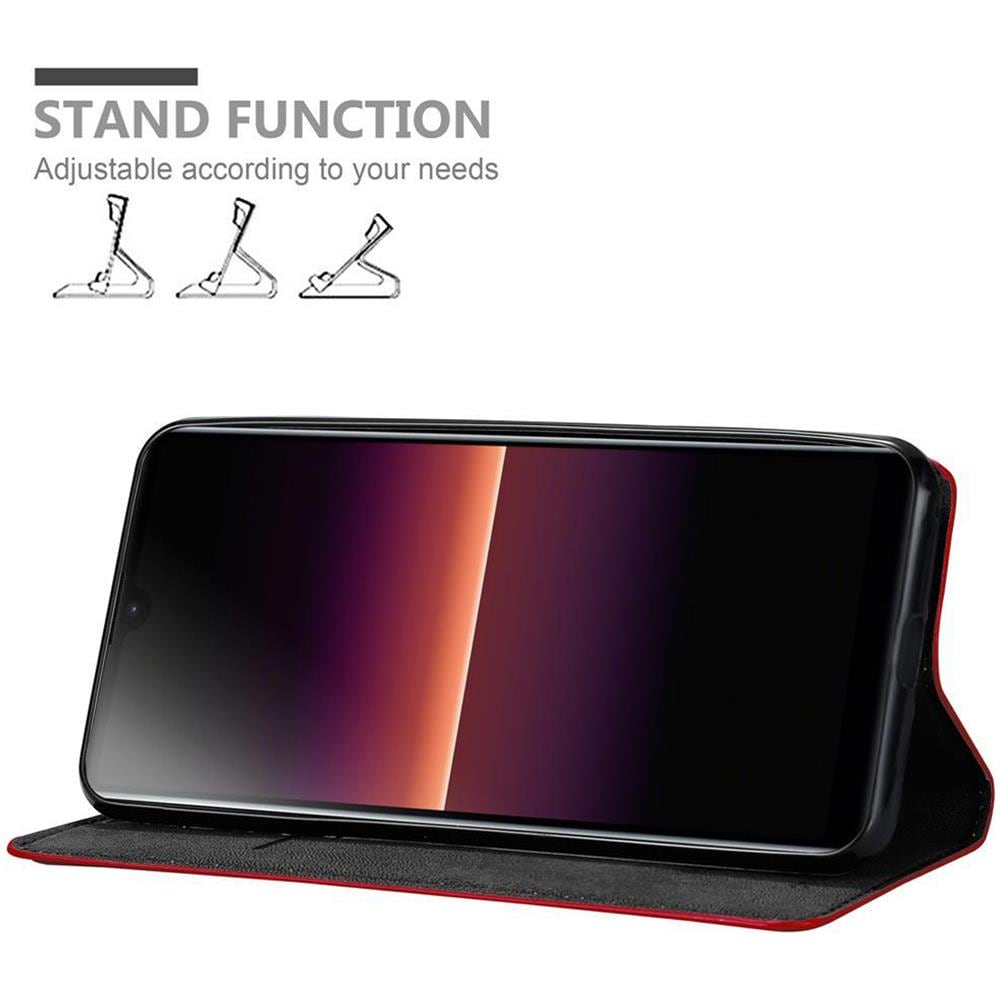 Custodia Compatibile Con Sony Xperia L4 In Rosso Mela - Coperchio Protettiva Con Chiusura Magnetica, Funzione Stand E Tasca Per Le Carte - Foto 2
