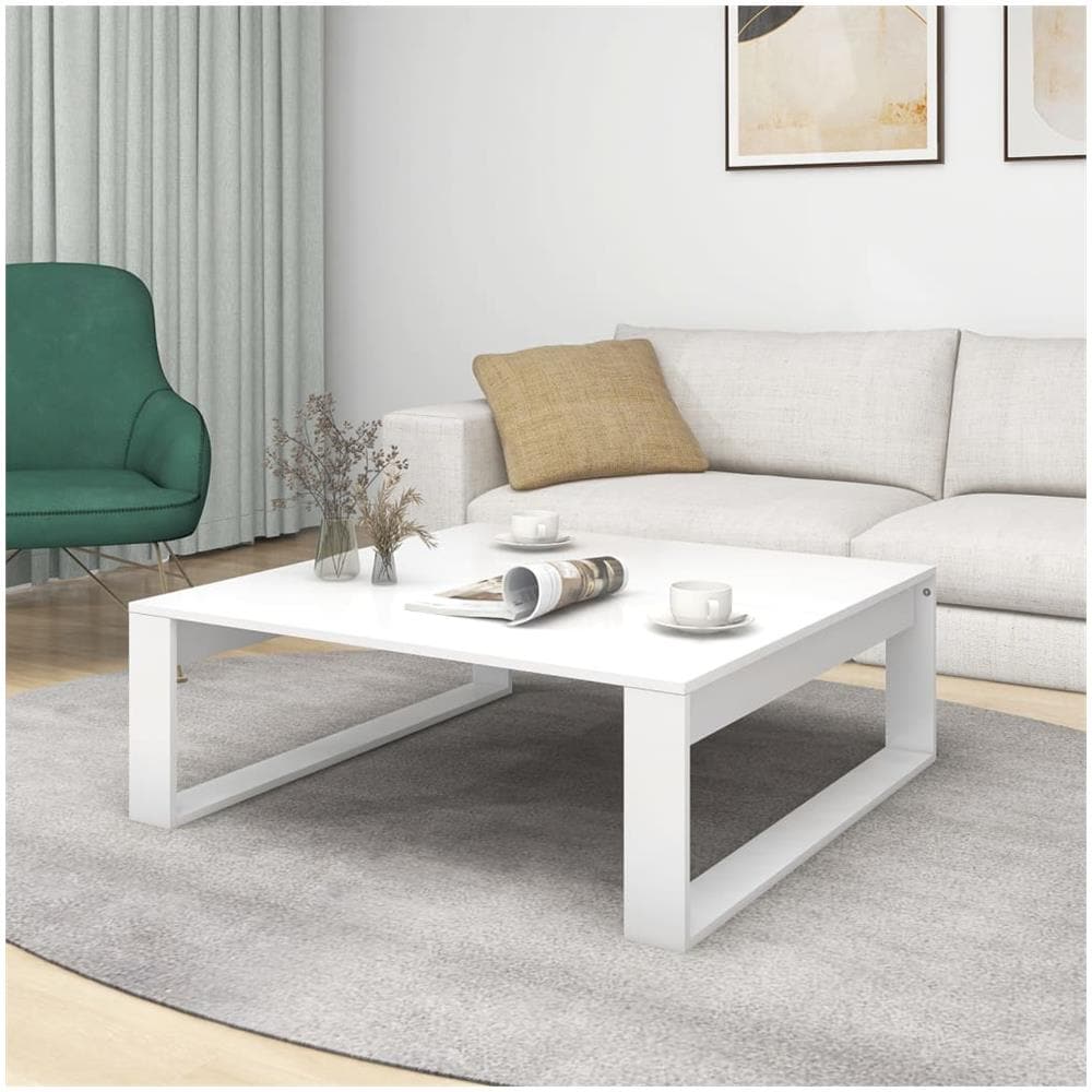 Tavolino Da Salotto Bianco 100x100x35 Cm In Legno Multistrato - Foto 2