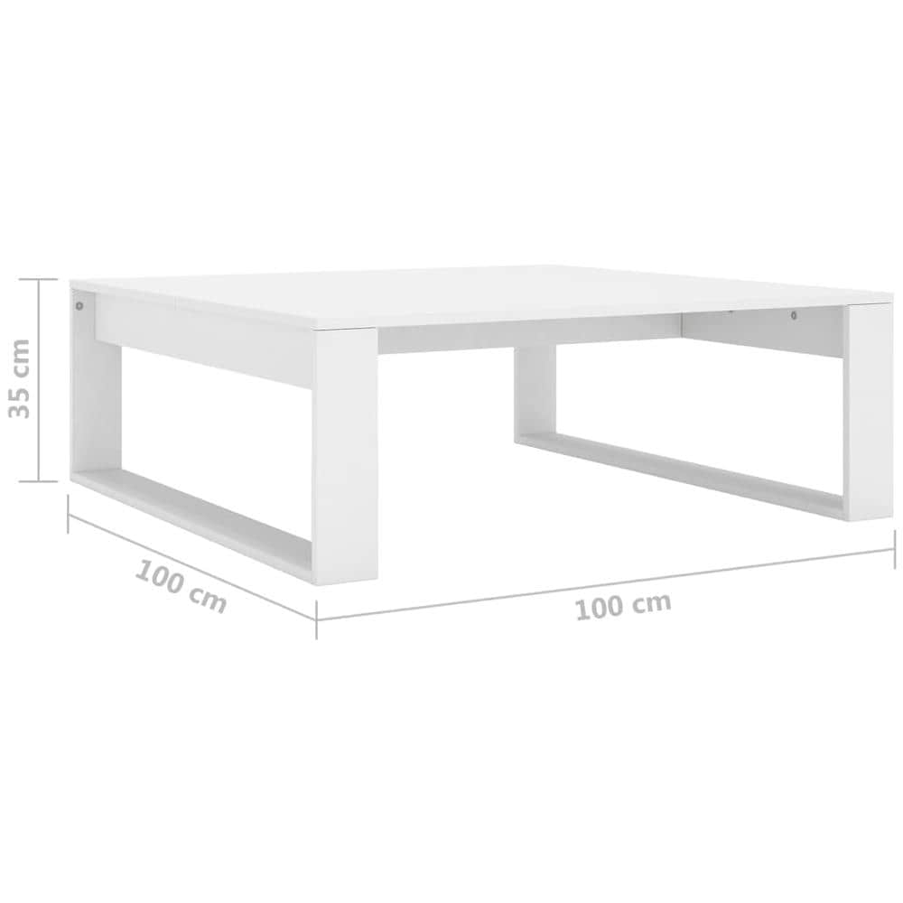 Tavolino Da Salotto Bianco 100x100x35 Cm In Legno Multistrato - Foto 6