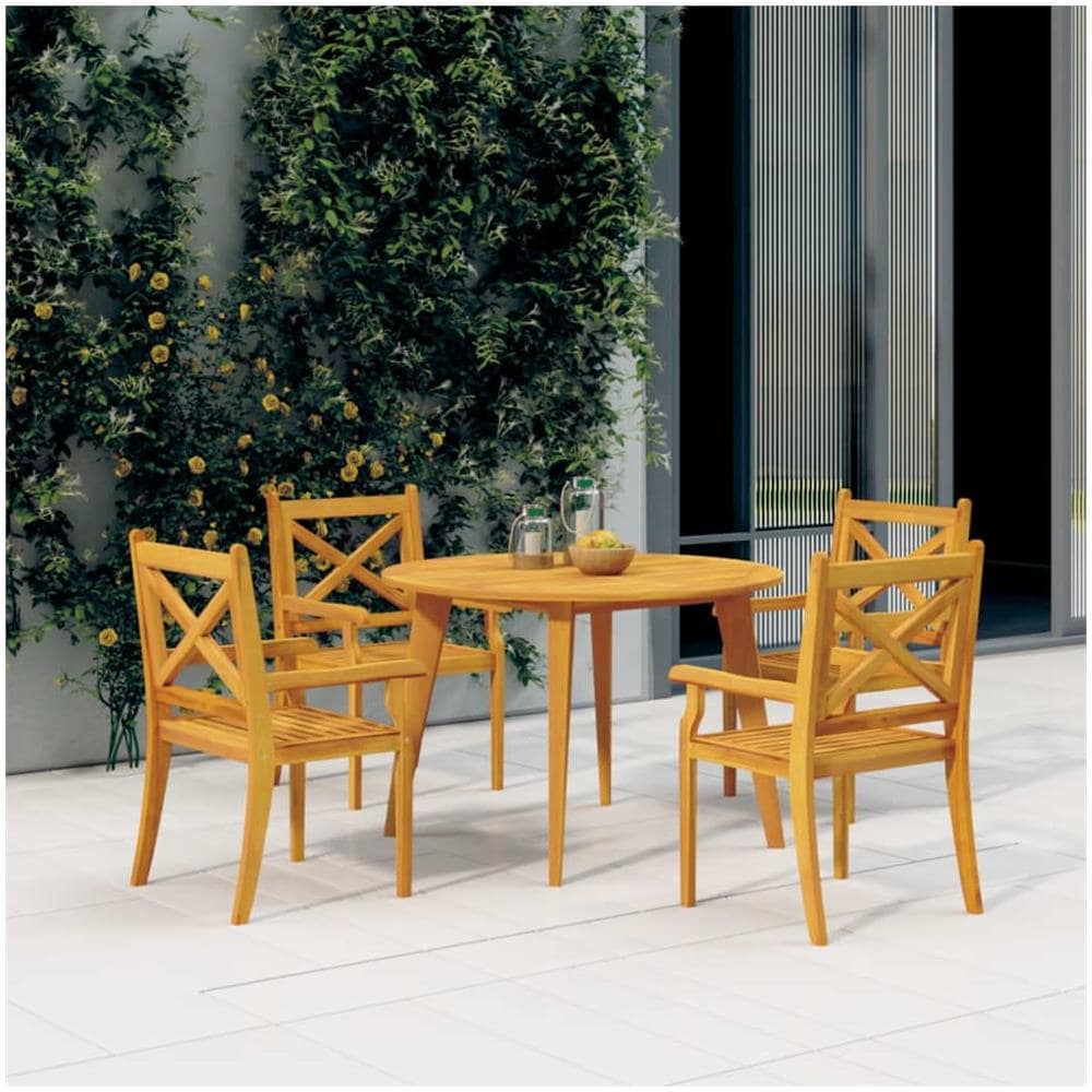 Sedie Da Pranzo Per Esterni 4pz Grigio Legno Massello Di Acacia - Foto 1