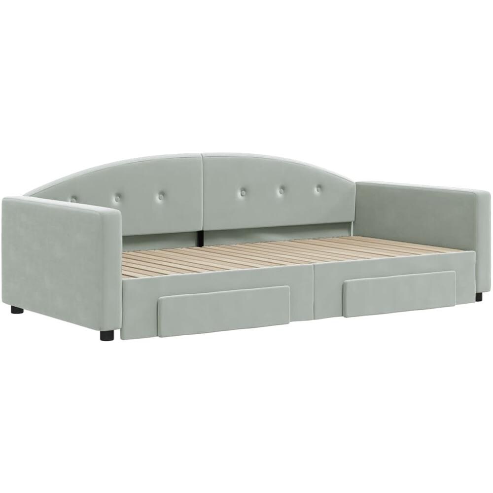 Divano Letto Estraibile Cassetti Grigio Chiaro 100x200 Velluto - Foto 3