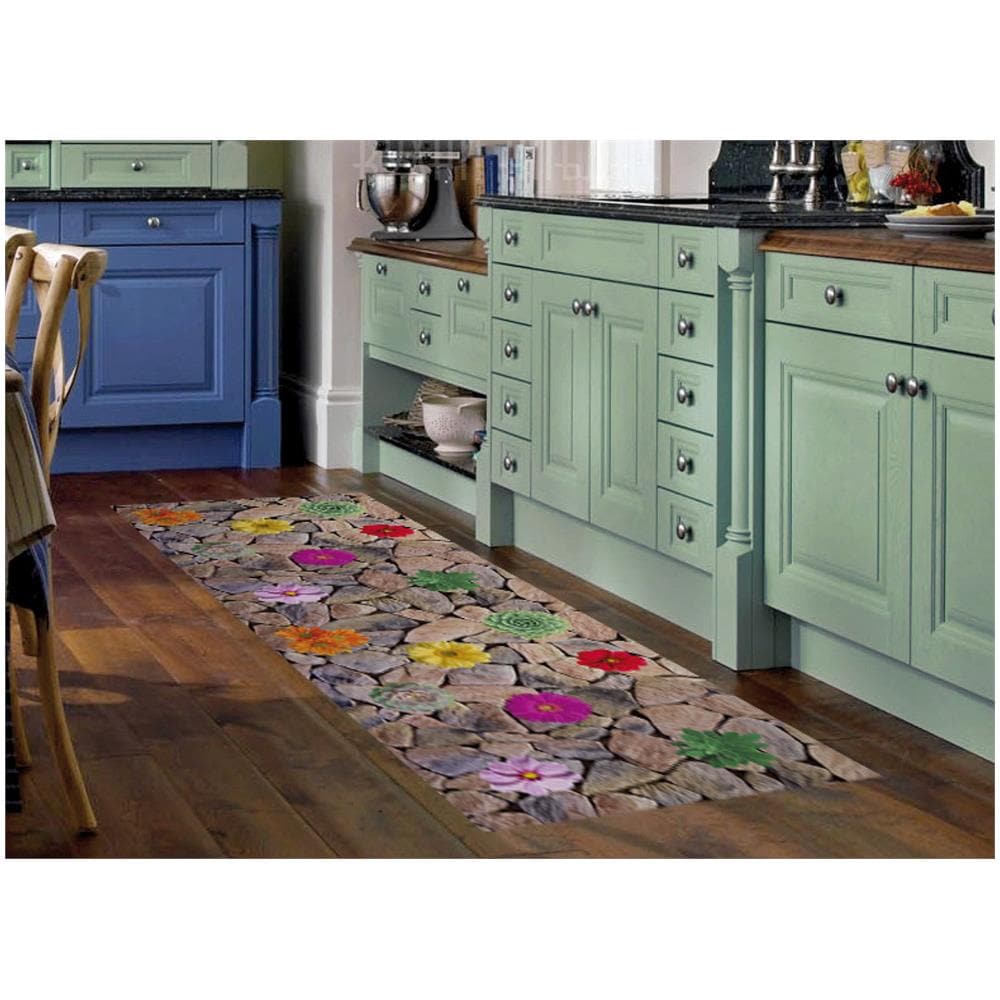 Tappeto Passatoia Cucina Digitale Antimacchia Antiscivolo Stone Fiori Cactus 50x290 Stone - Foto 5