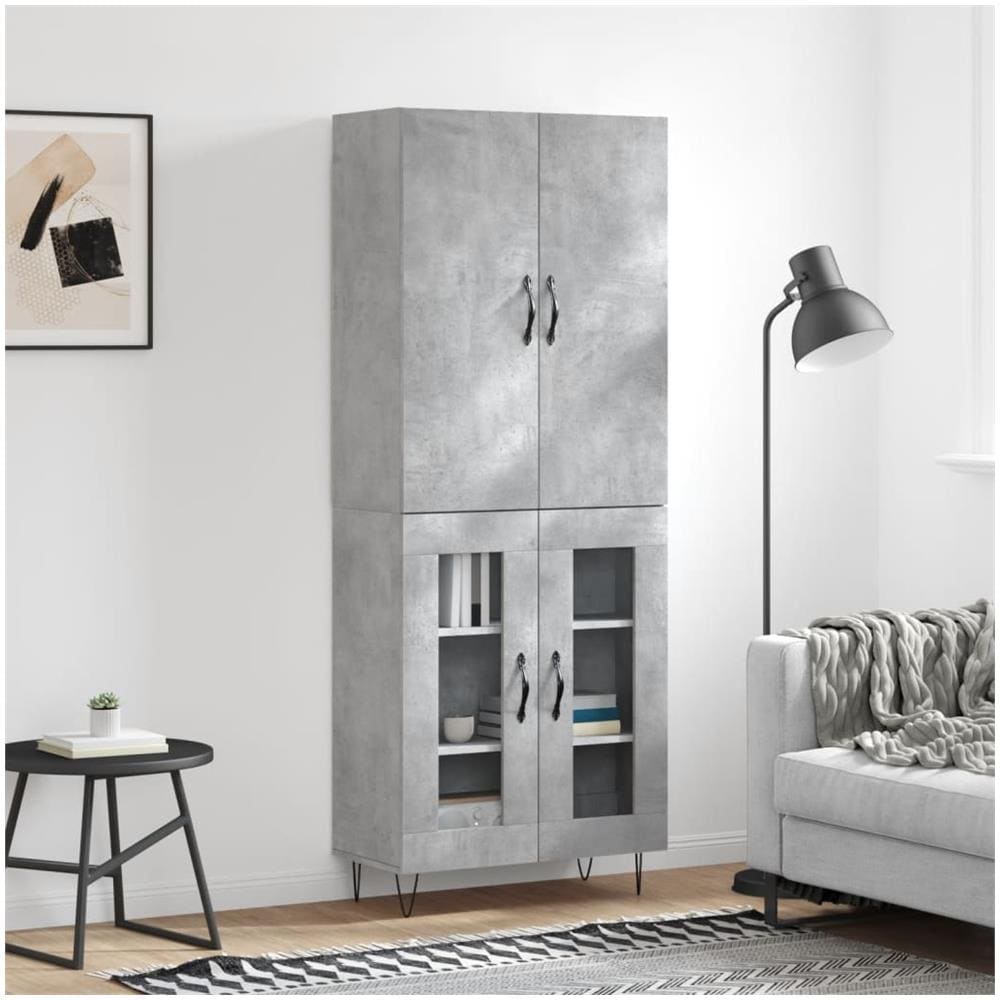 Credenza Grigio Cemento 69,5x34x180 Cm In Legno Multistrato - Foto 1