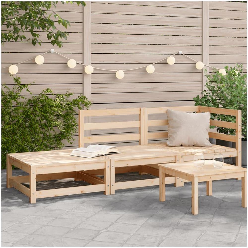 Divano da Giardino con Poggiapiedi 2 Posti Legno Massello Pino - Foto 2