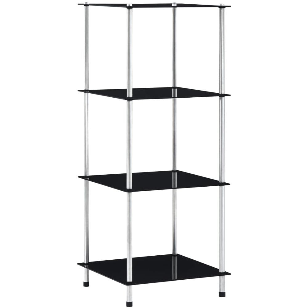 Scaffale a 4 Livelli Nero 40x40x100 cm in Vetro Temperato - Foto 1