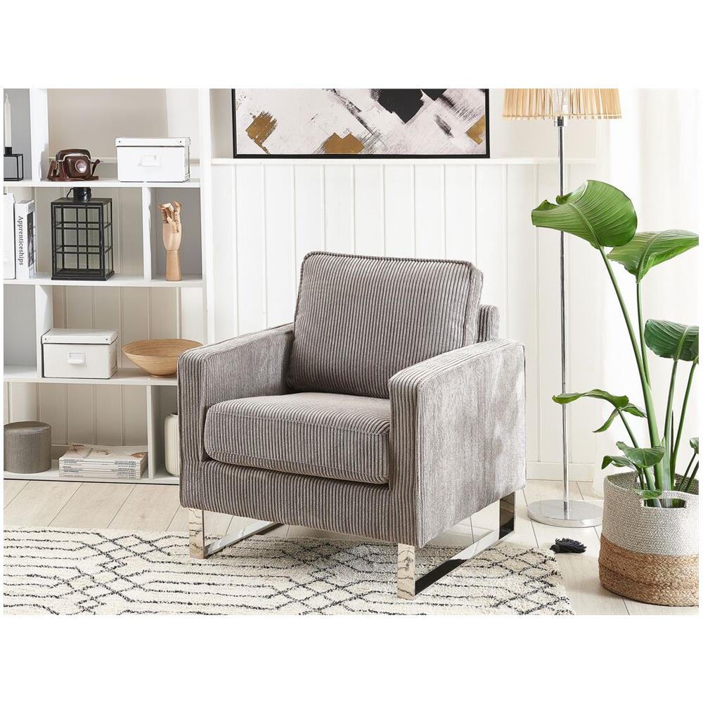 Poltrona In Velluto A Coste Grigio Vind - Foto 2