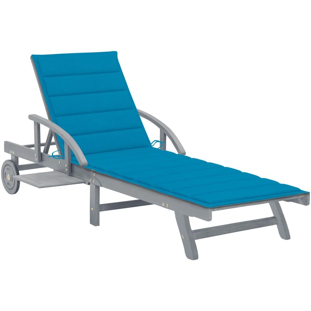 Lettino Prendisole Da Giardino Con Cuscino Massello Di Acacia - Foto 1