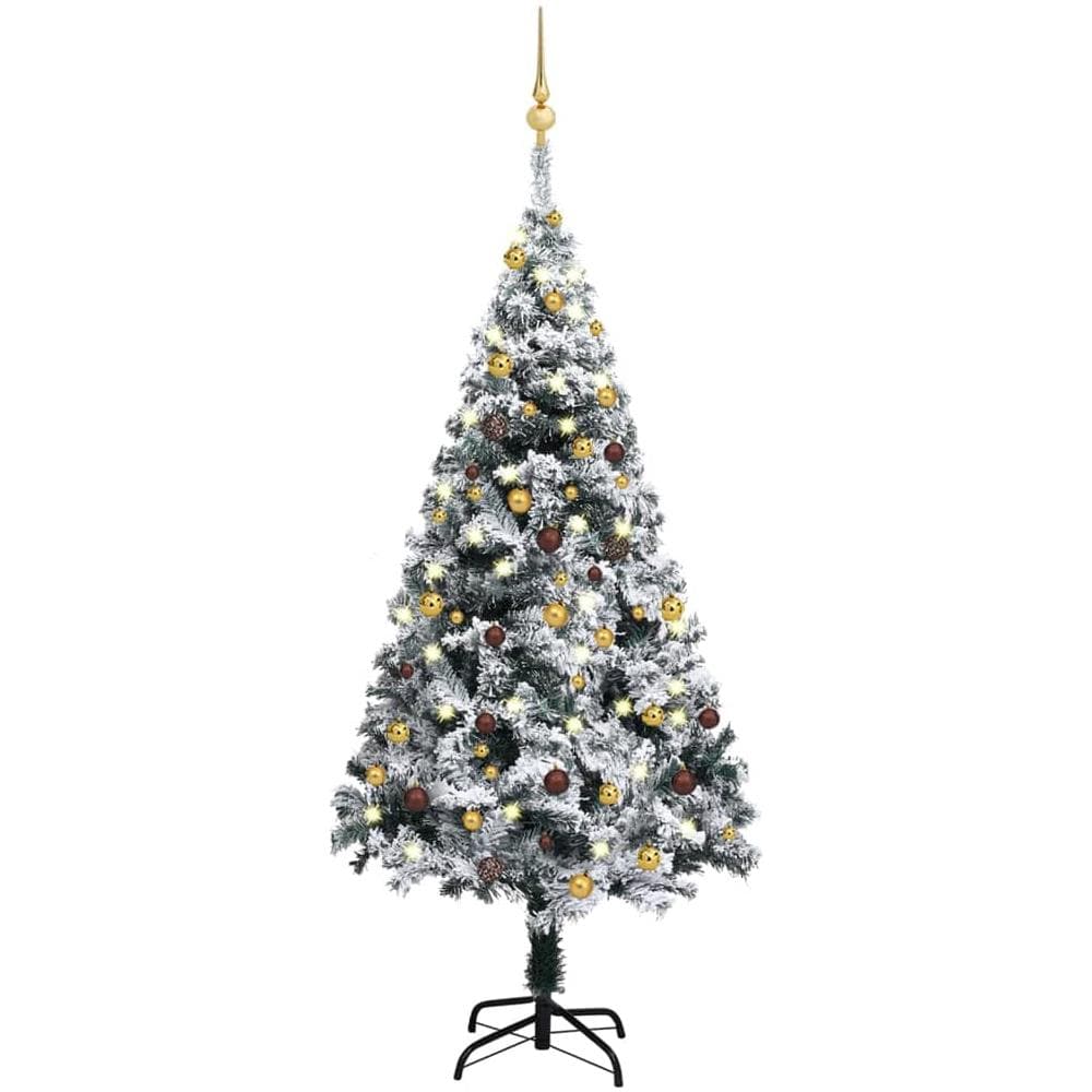Albero di Natale artificiale con 150 LED e neve fioccata 150 cm | Leroy