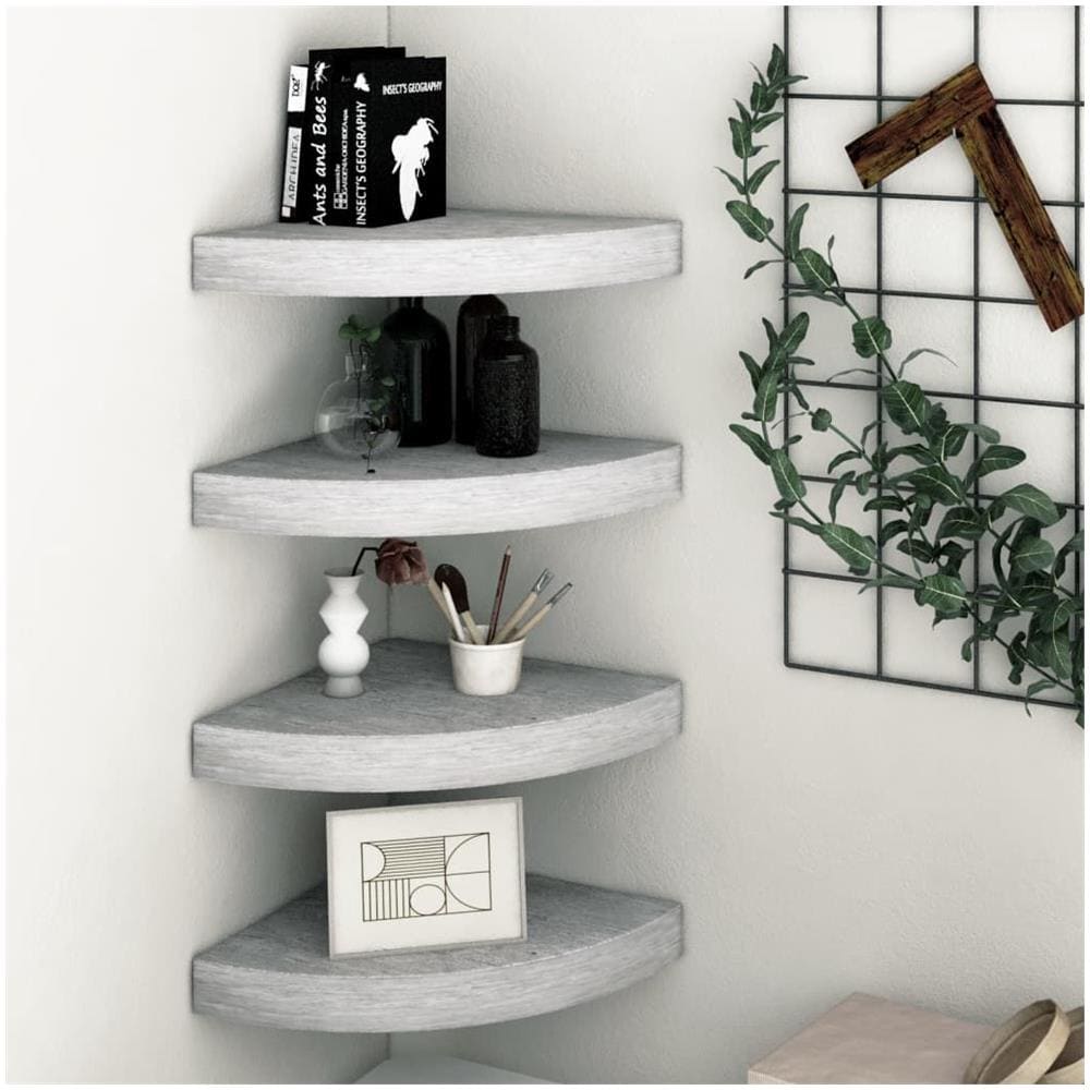 Mensole Angolari 4pz Grigio Cemento 25x25x3,8 Cm In Mdf - Foto 1