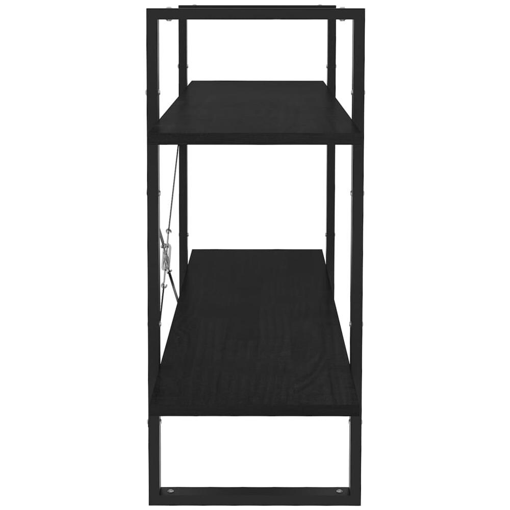 Libreria A 2 Ripiani Nera 100x30x70 Cm In Massello Di Pino - Foto 2