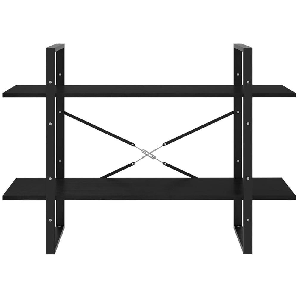 Libreria A 2 Ripiani Nera 100x30x70 Cm In Massello Di Pino - Foto 8