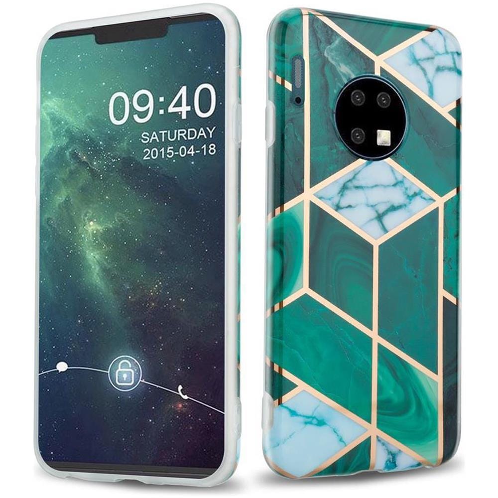 Custodia Compatibile Con Huawei Mate 30 In Marmo Oro Bianco Verde Scuro No. 6 - Coperchio Protettivo In Silicone Tpu Con Motivo A Mosaico - Foto 1